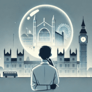 An image showing a man looking into a crystal ball as a metaphor for school predictions.